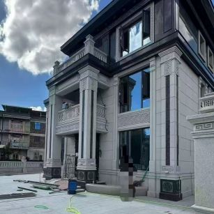 长沙 别墅干挂，芝麻白与芝麻黑完美配合