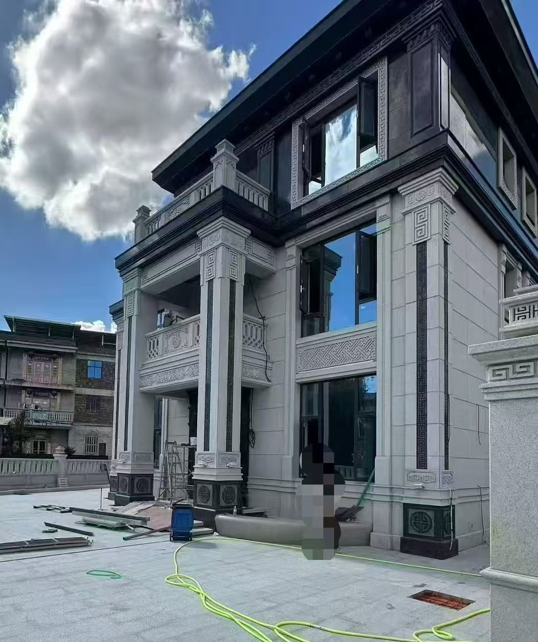 长沙 别墅干挂，芝麻白与芝麻黑完美配合